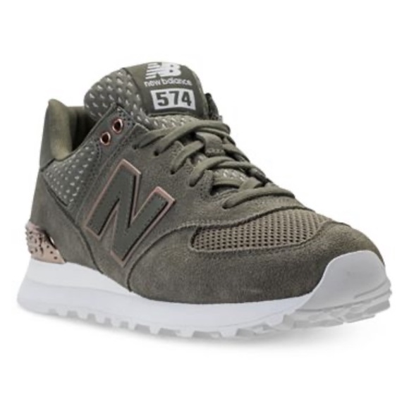 New Balance Shoes - New Balance 574 Rose Gold and Grey Sneakers 8.5